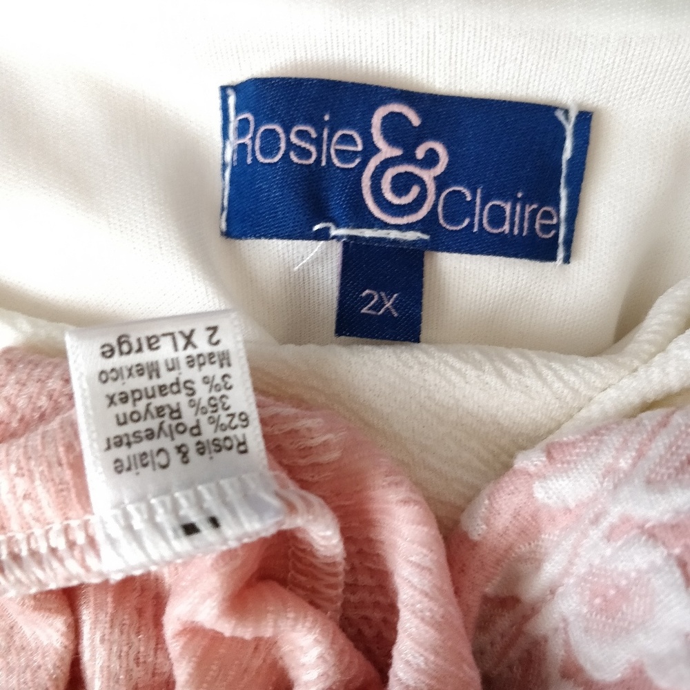 Rosie & Clair Pink Cream Floral Lace Midi Dress 2X - Picture 8 of 8